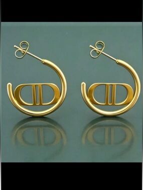 Dior Gold Hoop Earrings - Women Jewelry
